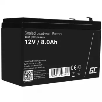 Rechargeable 12V Sealed Lead Acid Battery Green Cell AGM46, 8000 mAh, 2.15 kg, VRLA
