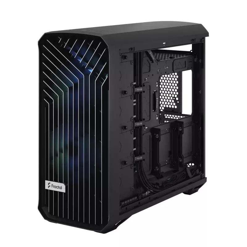 PC Tower case Fractal Design Torrent Tower Black — supports ATX/EATX/ITX, 2x180mm front fans, 2x3.5 inch bays, 4x2.5 inch bays, tempered glass