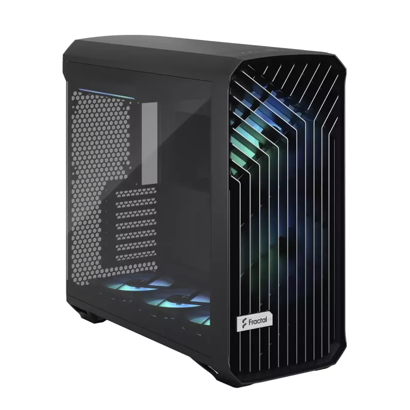 PC Tower case Fractal Design Torrent Tower Black — supports ATX/EATX/ITX, 2x180mm front fans, 2x3.5 inch bays, 4x2.5 inch bays, tempered glass
