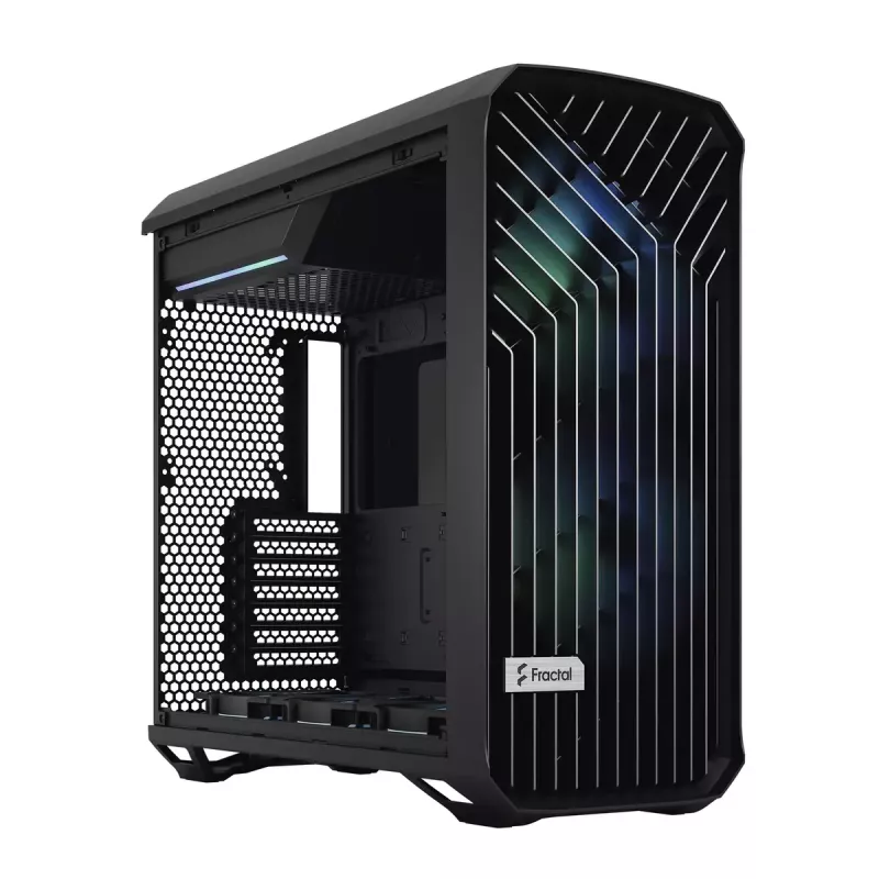 PC Tower case Fractal Design Torrent Tower Black — supports ATX/EATX/ITX, 2x180mm front fans, 2x3.5 inch bays, 4x2.5 inch bays, tempered glass