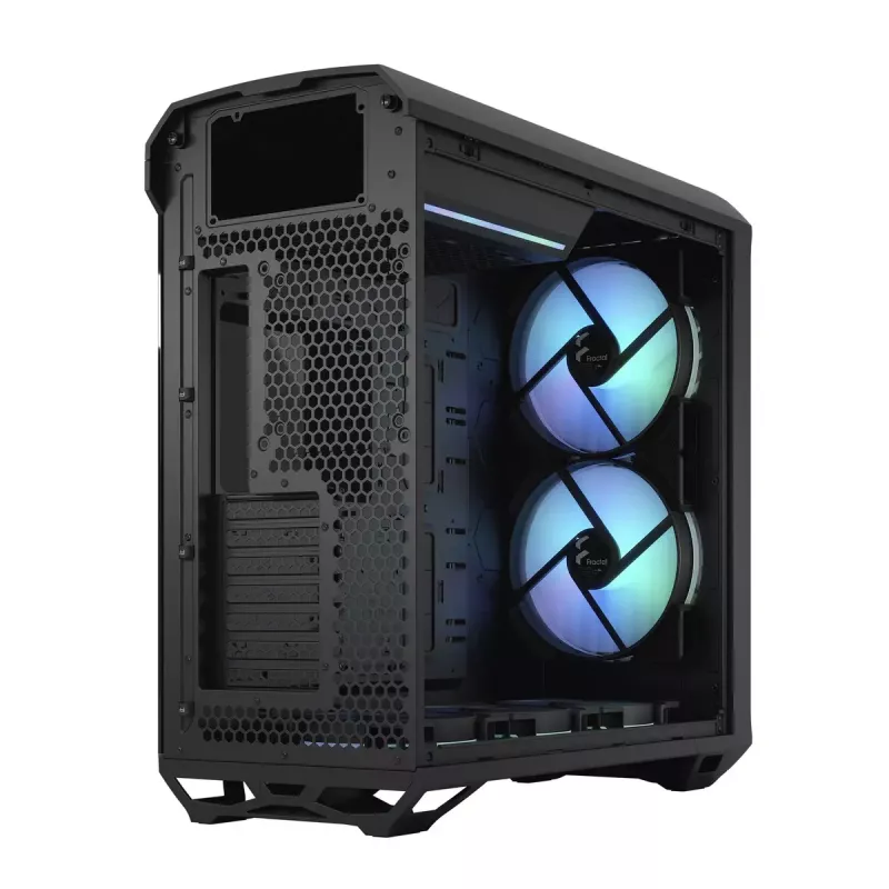 PC Tower case Fractal Design Torrent Tower Black — supports ATX/EATX/ITX, 2x180mm front fans, 2x3.5 inch bays, 4x2.5 inch bays, tempered glass