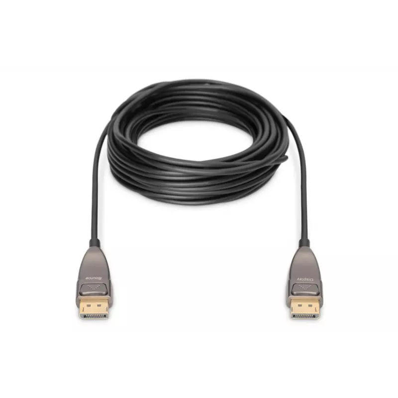 DIGITUS DisplayPort AOC hybrid-fiber connection cable M/M UHD 8K@60Hz, CE, black 15m