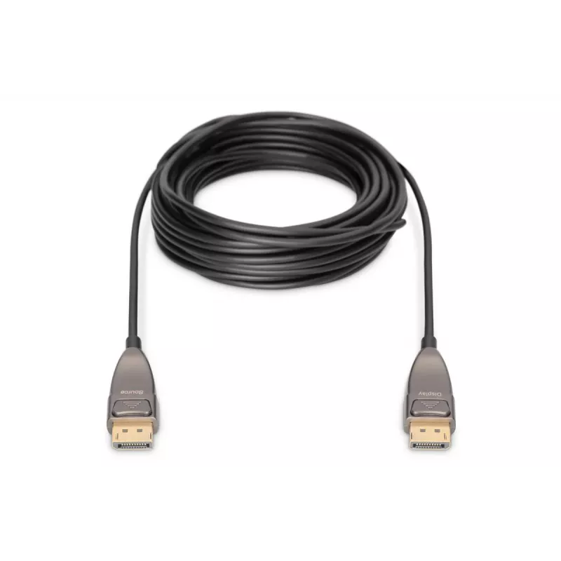 DIGITUS DisplayPort AOC hybrid-fiber connection cable M/M UHD 8K@60Hz, CE, black 20m