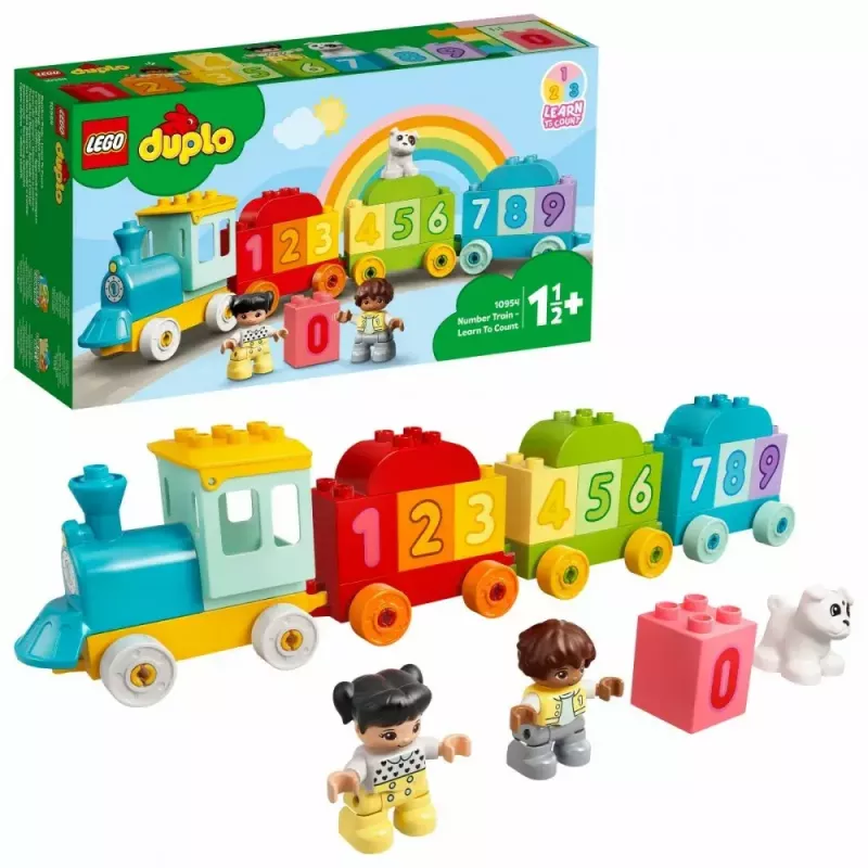LEGO DUPLO number train 10954 – early learning train with numbered carriages for counting and sorting