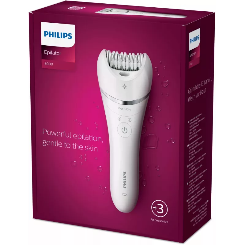 Epilator Philips BRE700/00, 32 tweezers, Wet & Dry, cordless, 40 min runtime, 2 speeds, washable