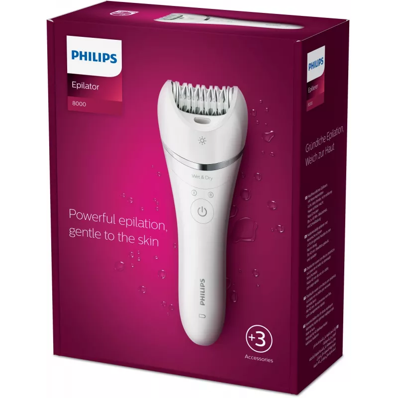 Epilator Philips BRE700/00, 32 tweezers, Wet & Dry, cordless, 40 min runtime, 2 speeds, washable