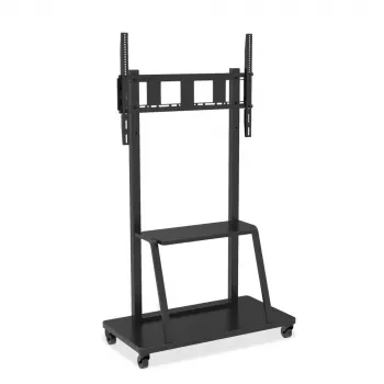 Portable flat panel floor stand TECHLY Signage Display Mount ICA-TR30 — for 55 inch–100 inch screens, VESA 1200x600, max load 150 kg, wheels, black