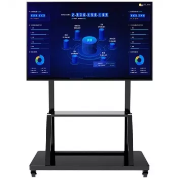 Portable flat panel floor stand TECHLY Signage Display Mount ICA-TR30 — for 55 inch–100 inch screens, VESA 1200x600, max load 150 kg, wheels, black
