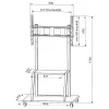 Portable flat panel floor stand TECHLY Signage Display Mount ICA-TR30 — for 55 inch–100 inch screens, VESA 1200x600, max load 150 kg, wheels, black