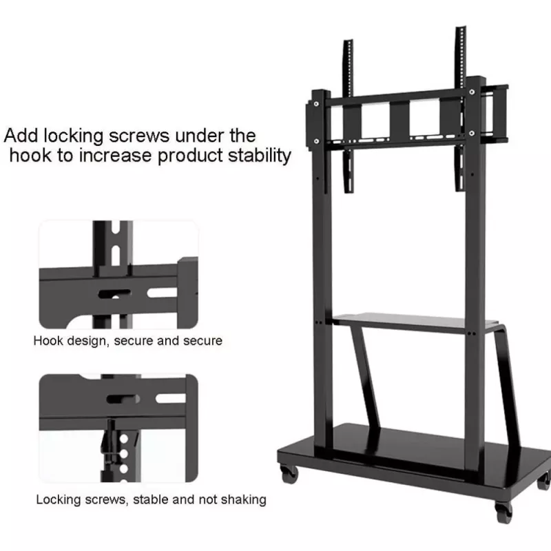 Portable flat panel floor stand TECHLY Signage Display Mount ICA-TR30 — for 55 inch–100 inch screens, VESA 1200x600, max load 150 kg, wheels, black