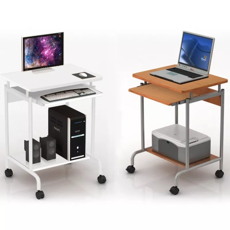 Desk for Computer TECHLY Compact ICA-TB S005 — compact computer desk, MDF tabletop, keyboard tray, castor wheels, 600×450×750 mm, beech