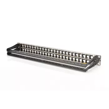 DIGITUS Modular Patch Panel, shielded 48-port, label field, 1U, rack mount, color black RAL 9005