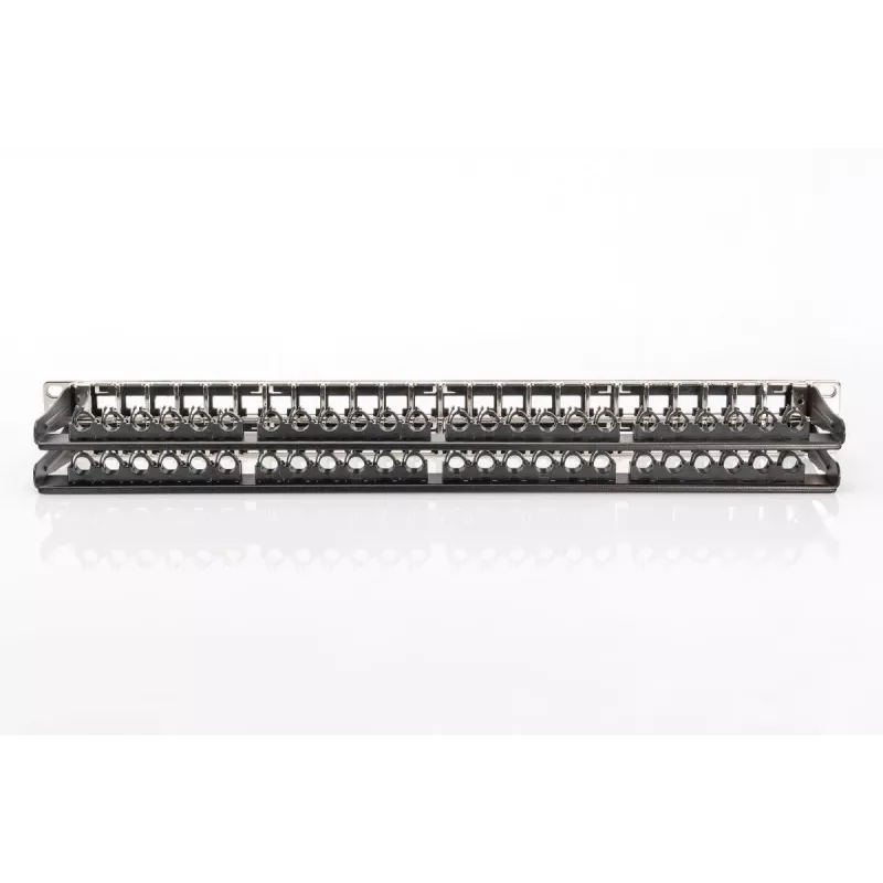 DIGITUS Modular Patch Panel, shielded 48-port, label field, 1U, rack mount, color black RAL 9005