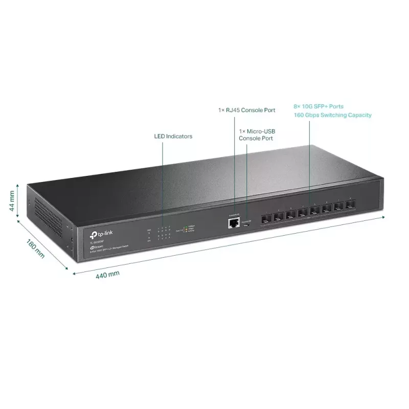 TP-Link Omada 8-Port 10GE SFP+ L2+ Managed Switch