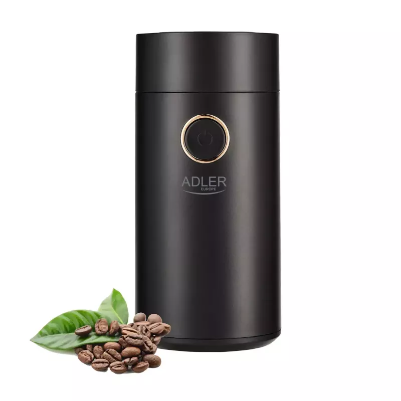 Burr coffee grinder Adler AD 4446bg — 150 W, 75 g bean hopper, stainless steel burrs, button control, black