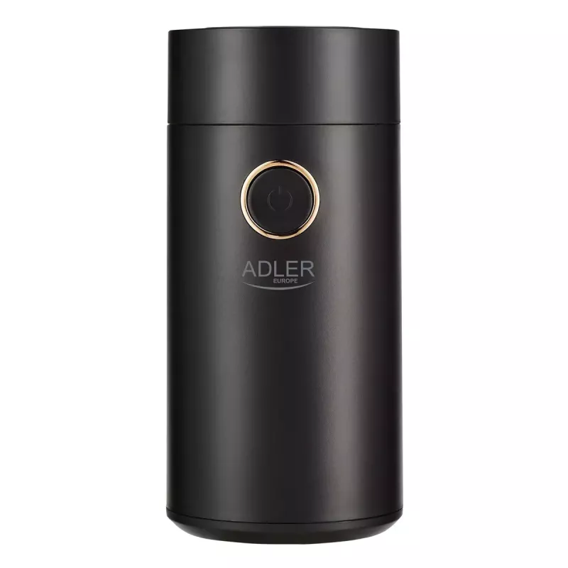 Burr coffee grinder Adler AD 4446bg — 150 W, 75 g bean hopper, stainless steel burrs, button control, black