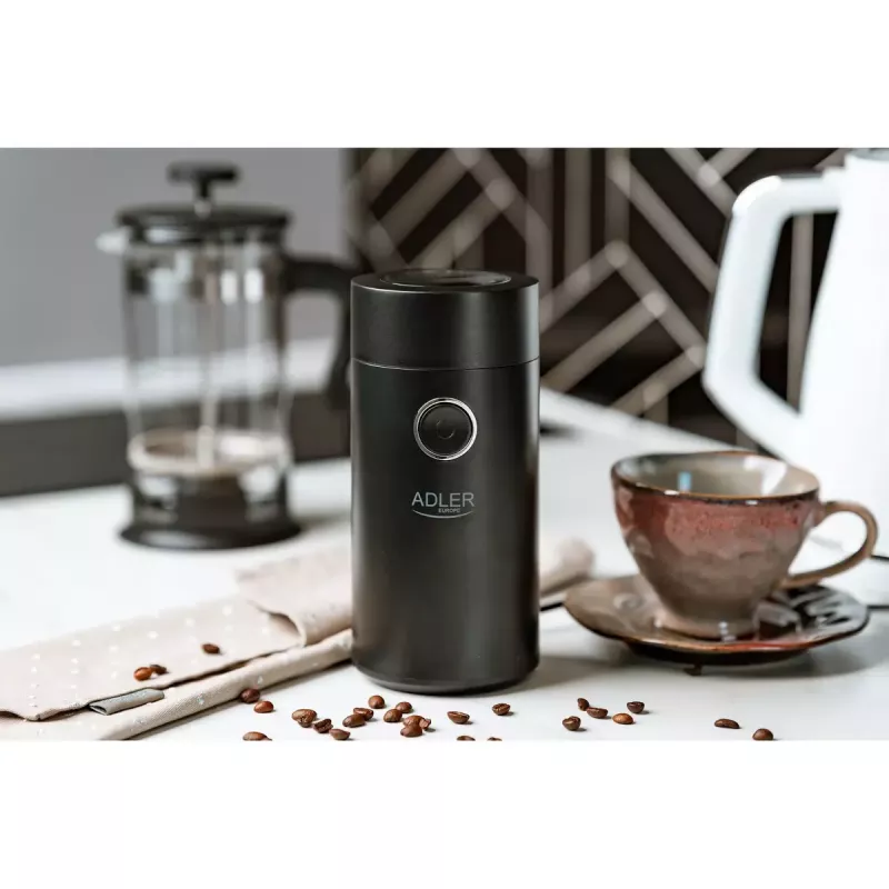 Burr grinder Adler AD4446BS — 150 W, stainless steel burrs, 75 g bean hopper, black
