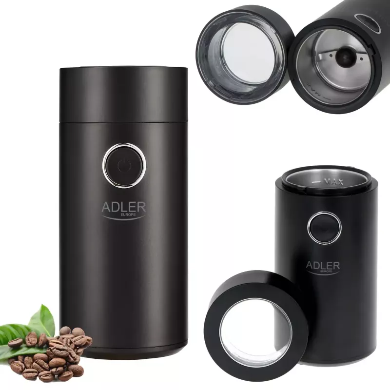 Burr grinder Adler AD4446BS — 150 W, stainless steel burrs, 75 g bean hopper, black