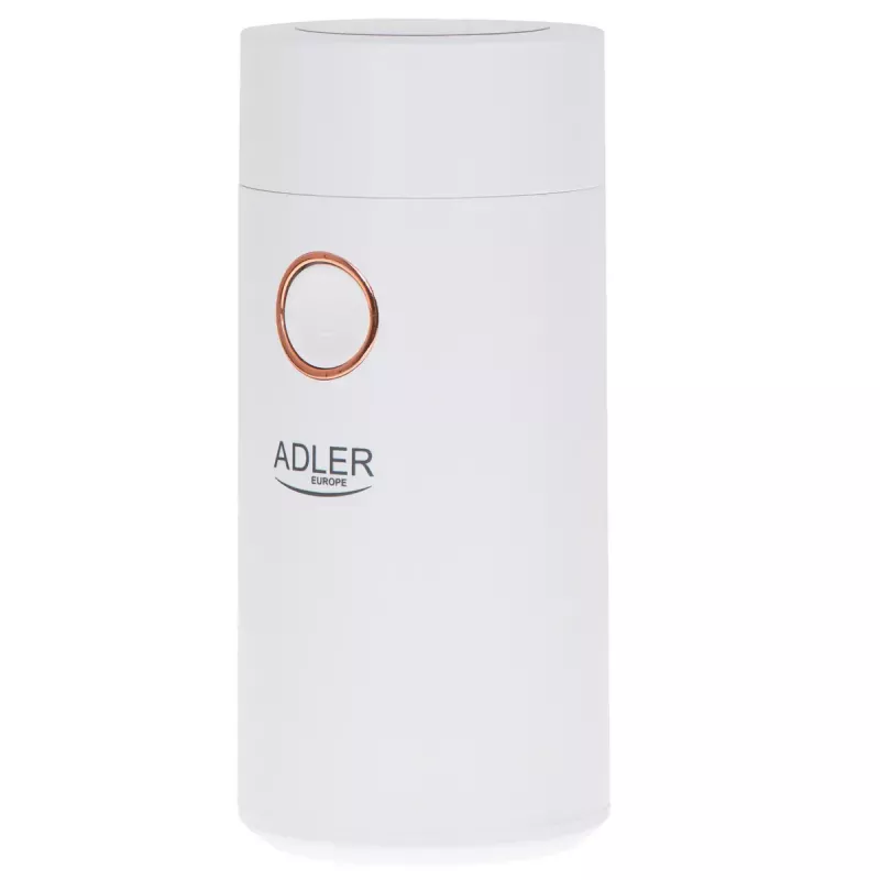 Burr grinder Adler AD4446WG — electric coffee grinder, stainless steel burrs, 75 g hopper, 150 W, white