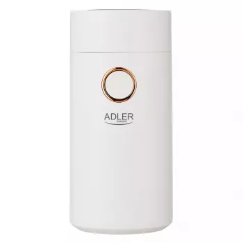 Burr grinder Adler AD4446WG — electric coffee grinder, stainless steel burrs, 75 g hopper, 150 W, white
