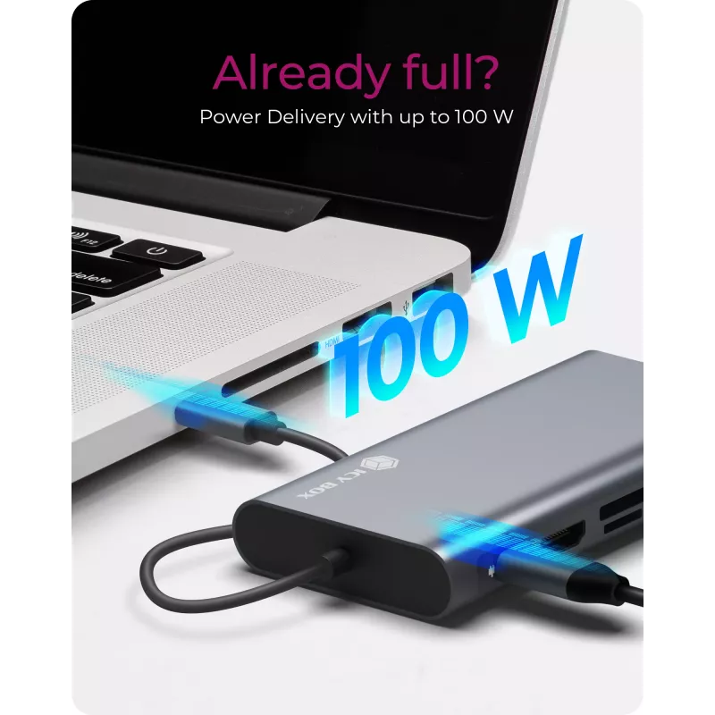 ICY BOX IB-DK4040-CPD Wired USB 3.2 Gen 1 (3.1 Gen 1) Type-C Anthracite, Black