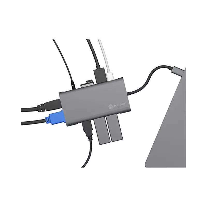 ICY BOX IB-DK4040-CPD Wired USB 3.2 Gen 1 (3.1 Gen 1) Type-C Anthracite, Black