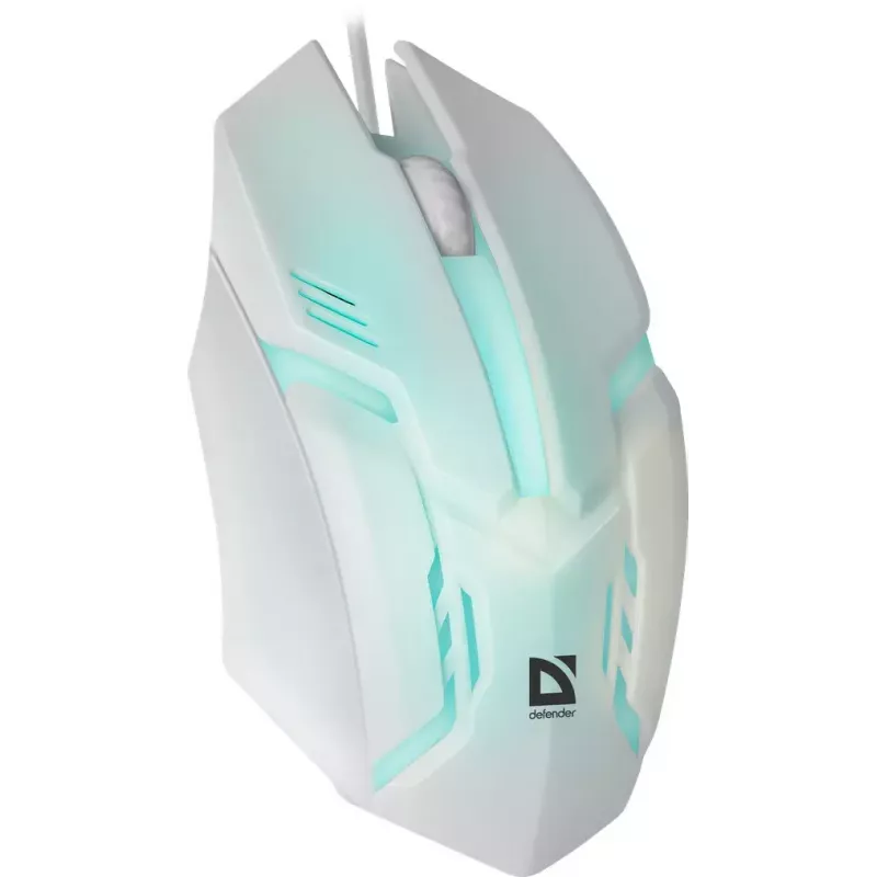 Wired gaming mouse DEFENDER Cyber MB-560L — optical 1200 DPI, ambidextrous, USB Type-A, white, 1.5 m cable