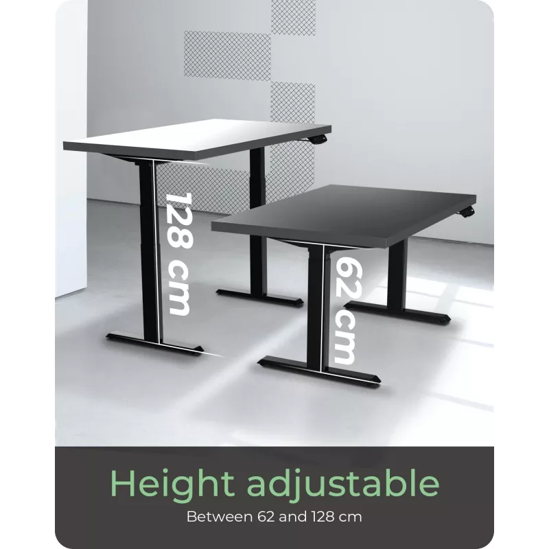ICY BOX IB-EW206B-T Electric Height Adjustable Desk Frame, 2 Legs, Black