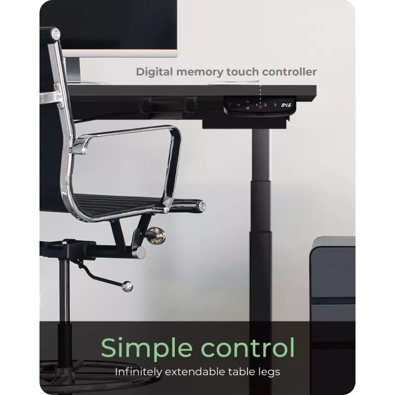 ICY BOX IB-EW206B-T Electric Height Adjustable Desk Frame, 2 Legs, Black