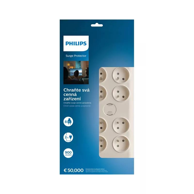 Philips SPN7080WA/60 surge protector White 8 AC outlet(s) 2 m
