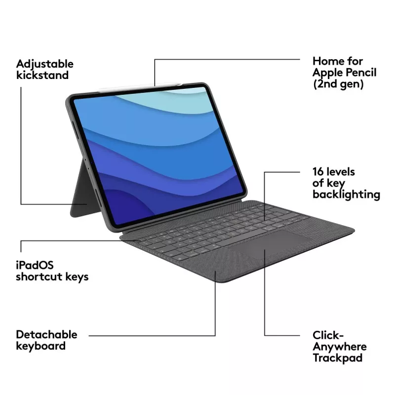 LOGITECH Combo Touch - iPad Pro 12.9in (5th Gen) - English - Qwerty