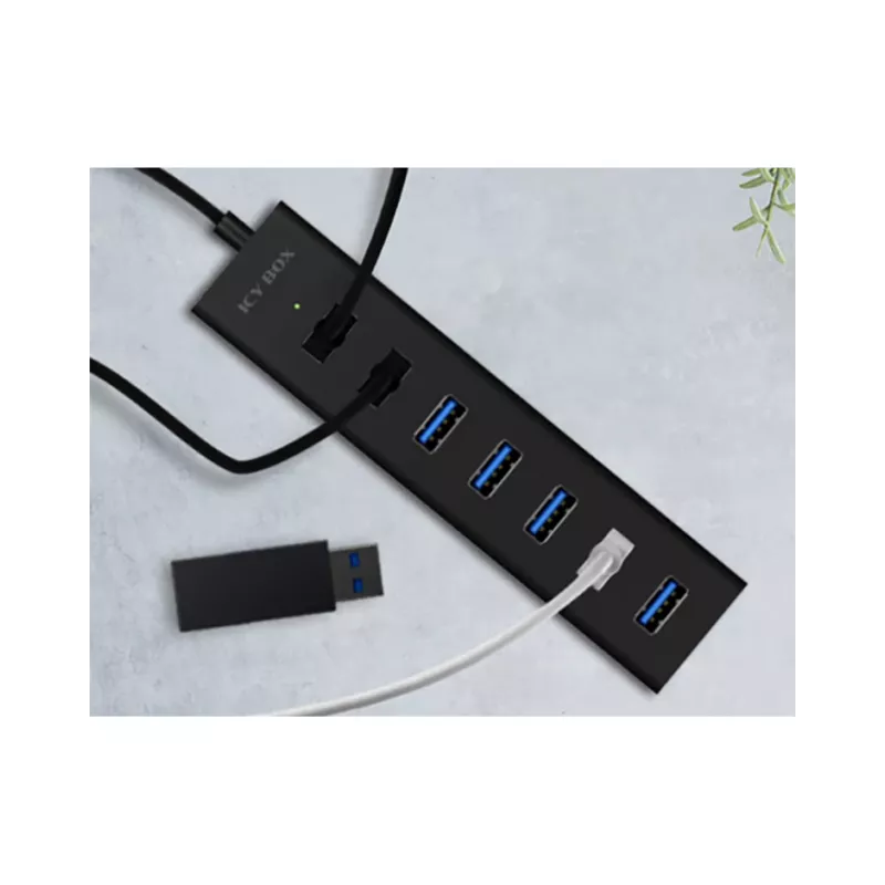 ICY BOX IB-HUB1700-U3 USB 3.2 Gen 1 (3.1 Gen 1) Type-A 5000 Mbit/s Black