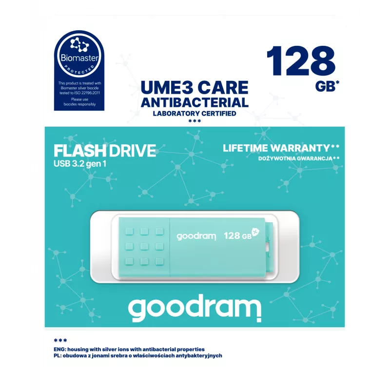 Goodram UME3 USB flash drive 128 GB USB Type-A 3.2 Gen 1 (3.1 Gen 1) Turquoise