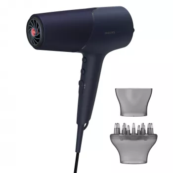 Hair dryer Philips 5000 series BHD510/00, 2300 W, 6 heat/6 speed, ionic, cool shot, concentrator & diffuser, navy, 1.8 m cord