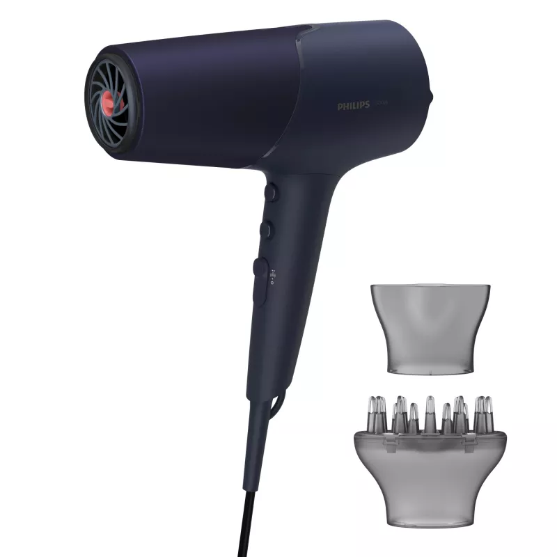 Hair dryer Philips 5000 series BHD510/00, 2300 W, 6 heat/6 speed, ionic, cool shot, concentrator & diffuser, navy, 1.8 m cord