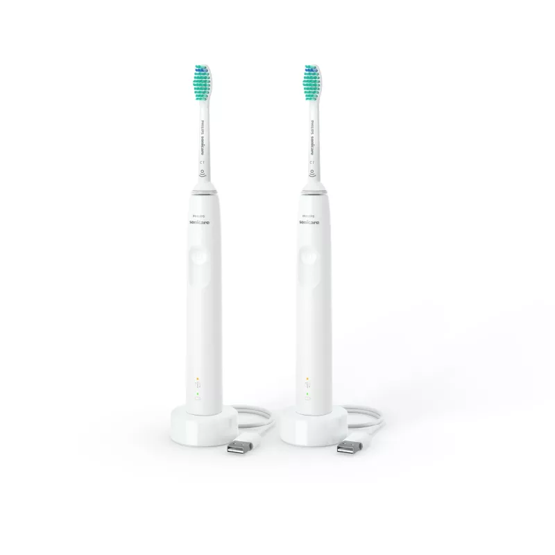 Philips 3000 series 3100 series HX3675/13 2-pack sonic electric toothbrushes - white