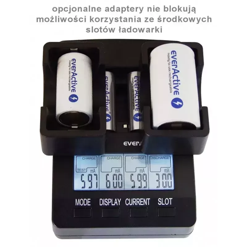 Battery charger everActive NC-3000 — universal charger for AA/AAA/C/D (4‑cell) black, 100–240V