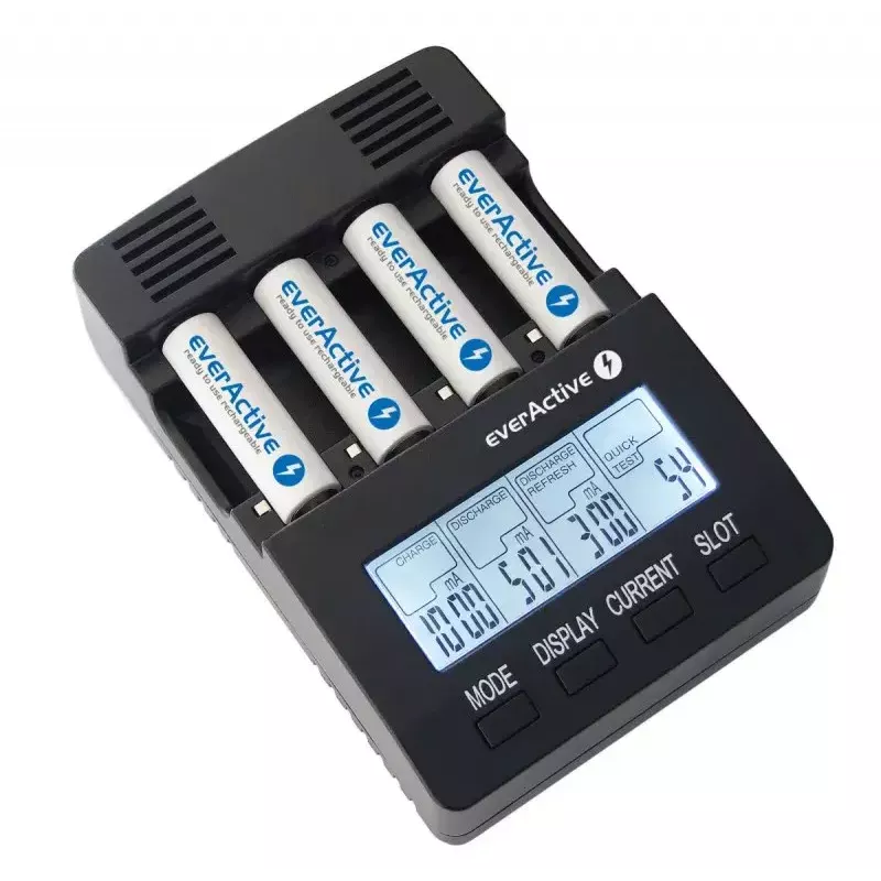 Battery charger everActive NC-3000 — universal charger for AA/AAA/C/D (4‑cell) black, 100–240V
