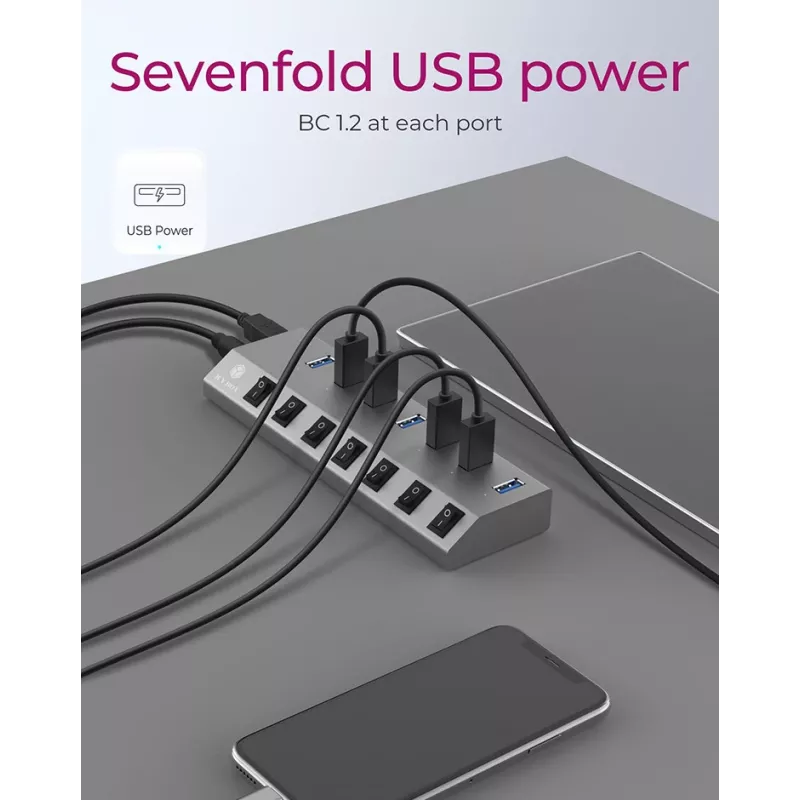 ICY BOX IB-HUB1701-C3 USB 3.2 Gen 1 (3.1 Gen 1) Type-B 5000 Mbit/s Anthracite