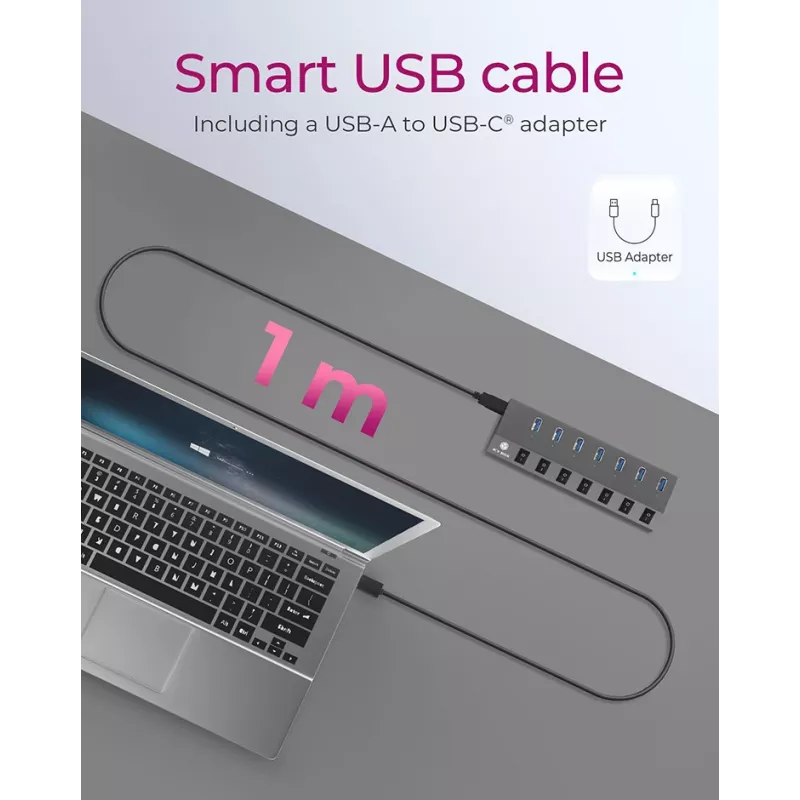 ICY BOX IB-HUB1701-C3 USB 3.2 Gen 1 (3.1 Gen 1) Type-B 5000 Mbit/s Anthracite