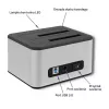 Docking station QOLTEC 5316 for 2x 2.5/3.5 inch HDD/SSD, SATA, USB 3.0 (5 Gb/s), aluminium housing