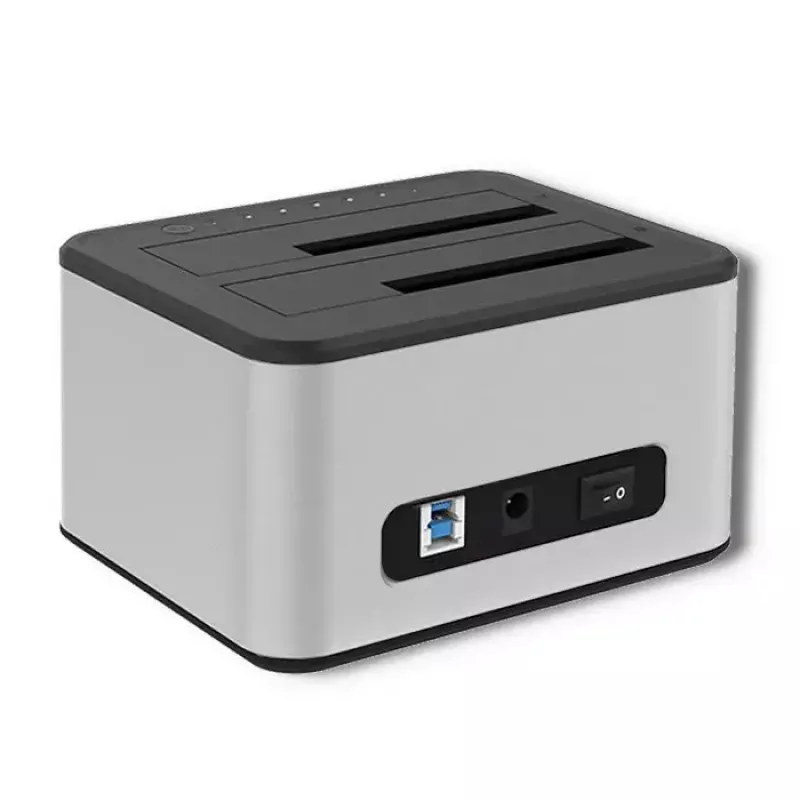 Docking station QOLTEC 5316 for 2x 2.5/3.5 inch HDD/SSD, SATA, USB 3.0 (5 Gb/s), aluminium housing