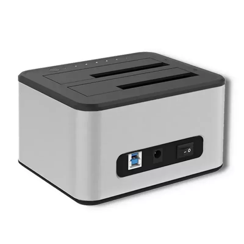 Docking station QOLTEC 5316 for 2x 2.5/3.5 inch HDD/SSD, SATA, USB 3.0 (5 Gb/s), aluminium housing