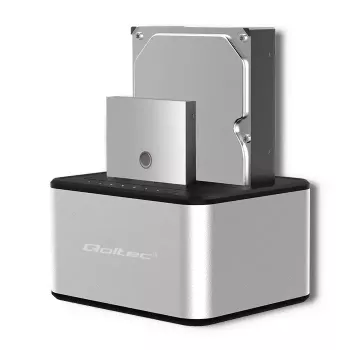 Docking station QOLTEC 5316 for 2x 2.5/3.5 inch HDD/SSD, SATA, USB 3.0 (5 Gb/s), aluminium housing