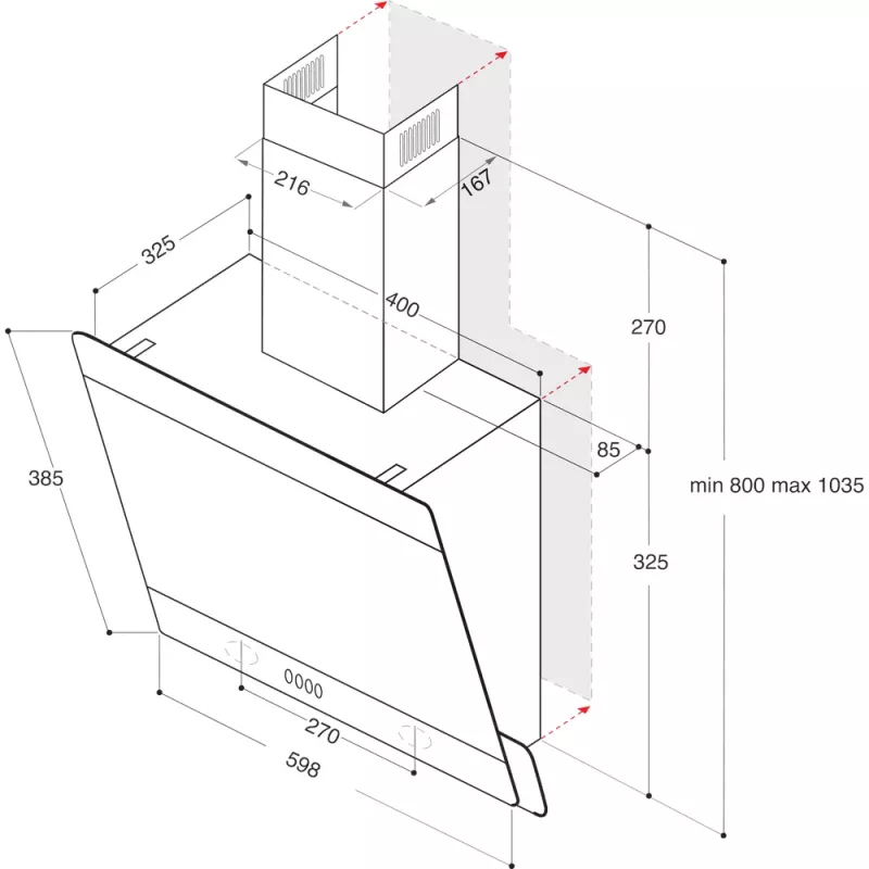 Whirlpool AKR 65F LM K Wall-mounted Black 375 m³/h