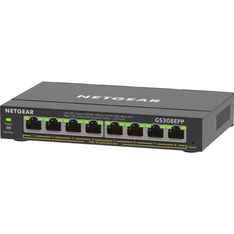 NETGEAR 8-Port Gigabit Ethernet PoE+ Switch (GS308EPP)