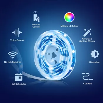 TP-Link Tapo Smart Wi-Fi Light Strip, Universal strip light, Ambience, Indoor/outdoor, Adhesive tape, Multicolour, Variable