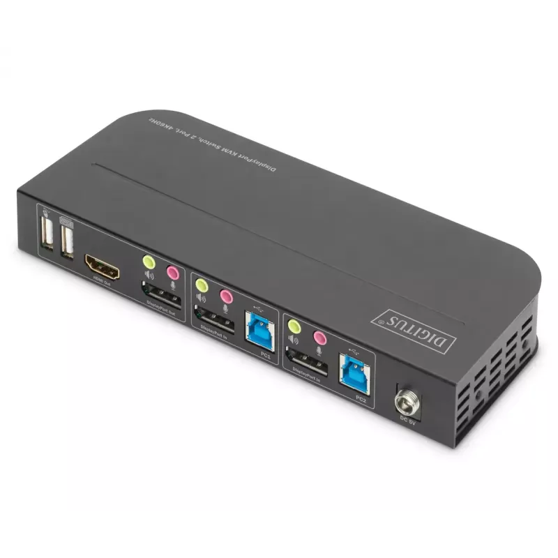 DIGITUS KVM Switch, 2x1 DP, DP/HDMI Out,USB 4Kx2K@60Hz