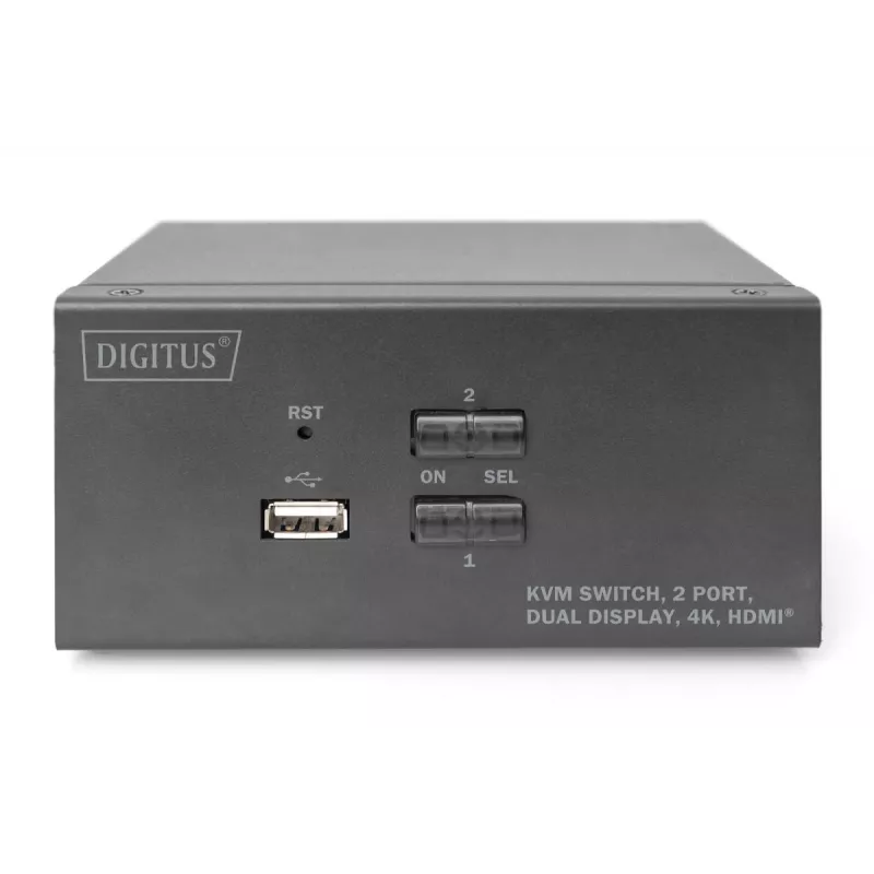 DIGITUS KVM Switch, 2 Port, Dual Display, 4K, HDMI