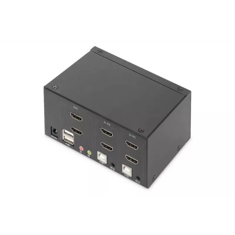 DIGITUS KVM Switch, 2 Port, Dual Display, 4K, HDMI
